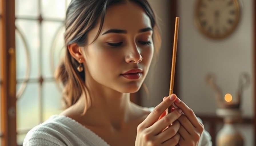 Woman relaxing with incense for health advice in serene setting.