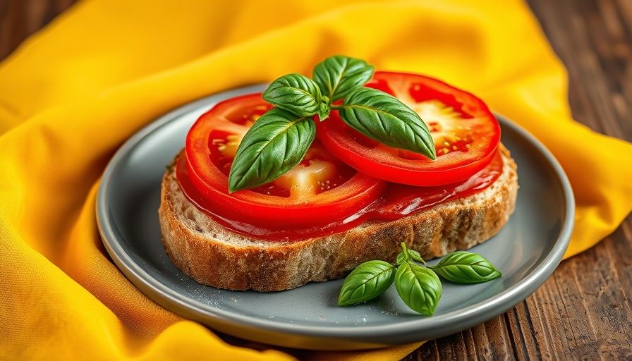 Bright open-faced tomato sandwich showcasing health benefits