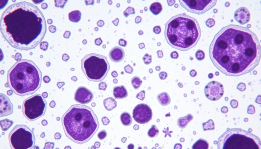 Microscopic image of stained cells reflecting medical trends.
