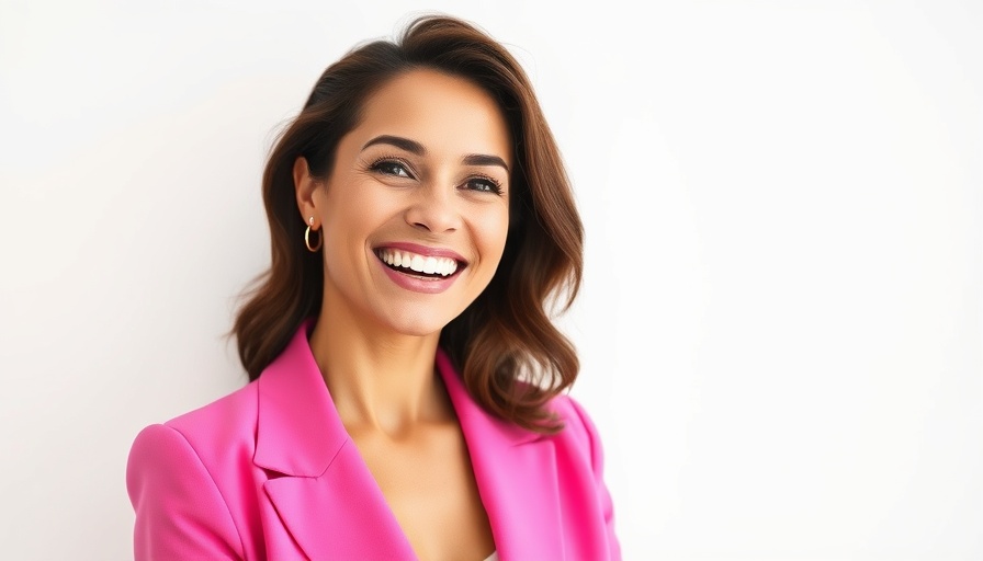 Smiling woman in pink blazer discussing epigenetics and health.