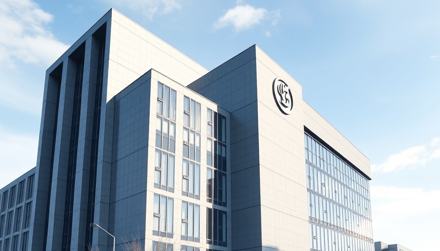 Modern building with emblem for Global Dermatological Care