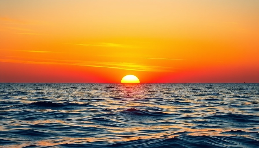Vibrant sunset over calm ocean waters for health and wellness.