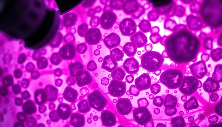 Microscopic view of lung tissue showing cancer cells related to FDA approval of Datroway for NSCLC.