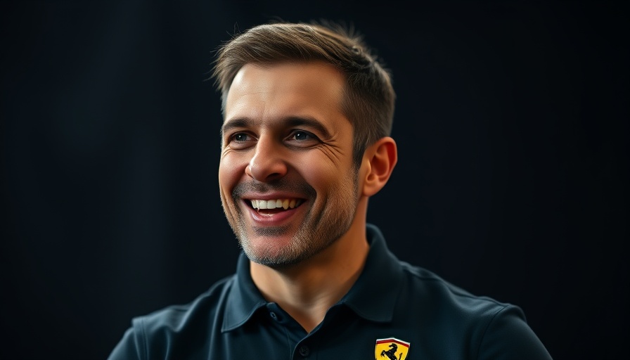 Man shares health lessons from Italy in a casual Ferrari shirt.
