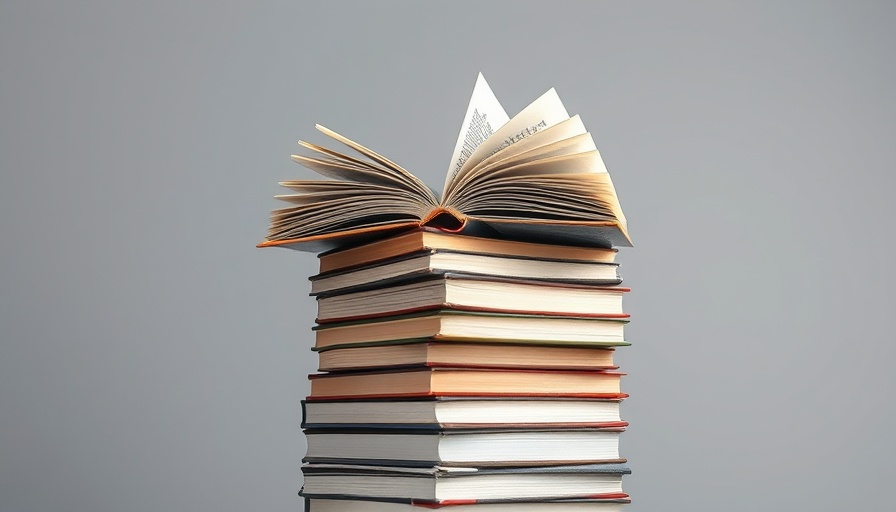 Stack of essential self-help books with open pages.