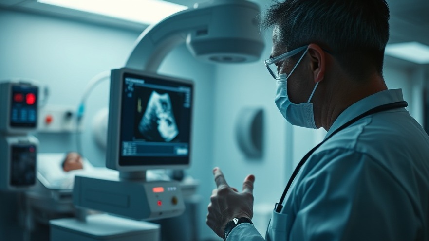 Doctor using ultrasound diagnostics in an emergency room for health and wellness.