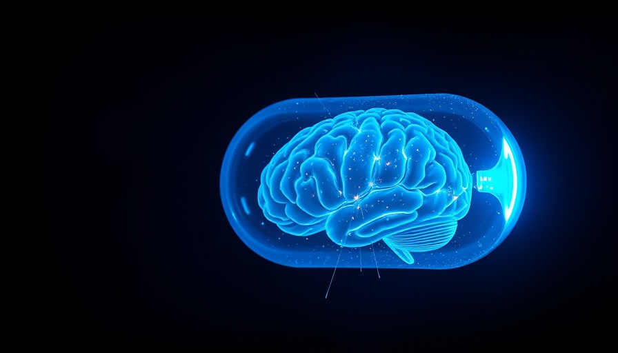 Glowing blue capsule with brain inside, Brain-Boosting Supplements concept.
