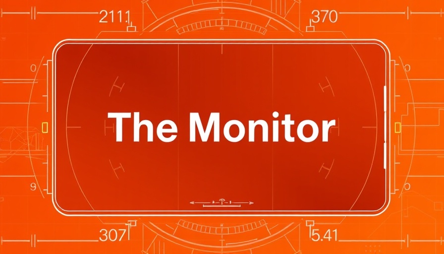 Minimalist tech graphic with text 'The Monitor' on radar-themed background.