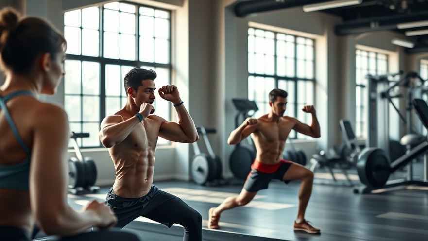 Athletes demonstrating functional strength with compound movements in a vibrant gym.