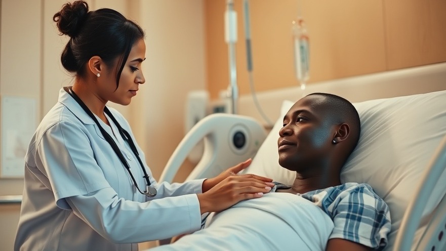 Nurse monitoring light-skinned black patient in bright hospital, showcasing pneumonia treatment options.