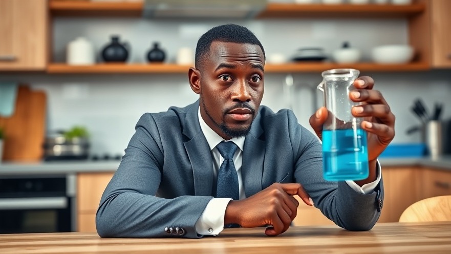 Black man exploring anti-aging supplements benefits in his kitchen.