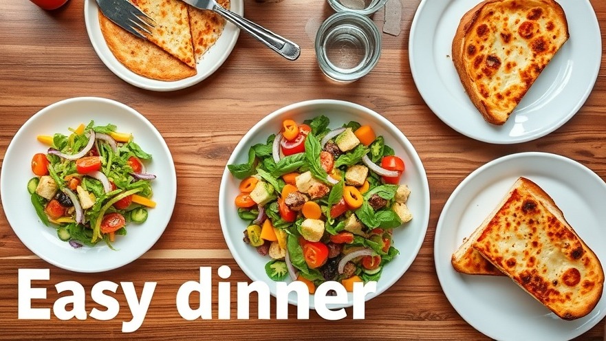 Colorful family meal ideas: salad, pizza, and bread on a cozy dining table.