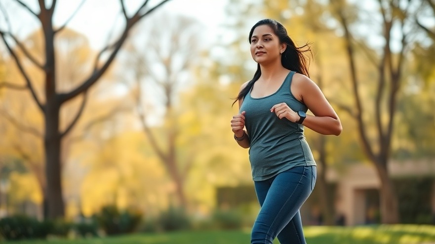 Young Hispanic woman exercising in the park, promoting women's health strategies.