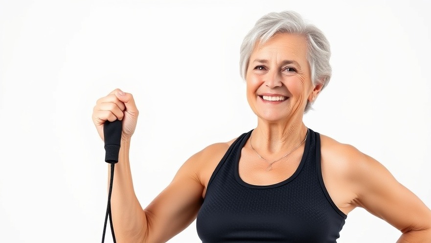 Older woman exercising with resistance band, embodying wellness over 45.