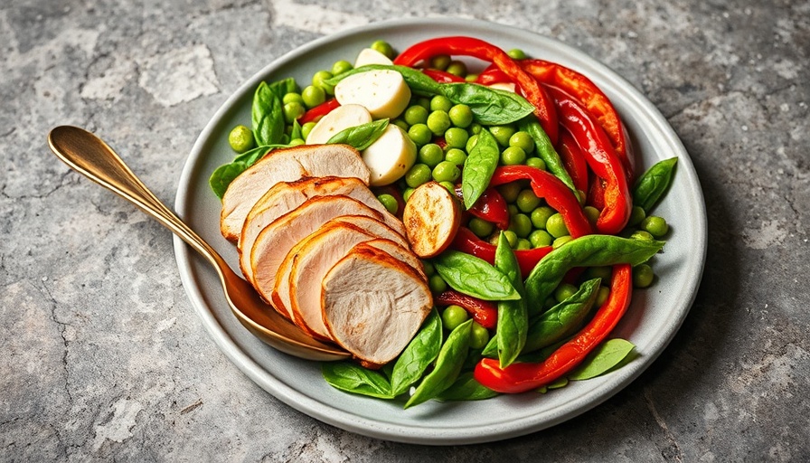 Healthy Recipes for Aging: Chicken salad with edamame and peppers.