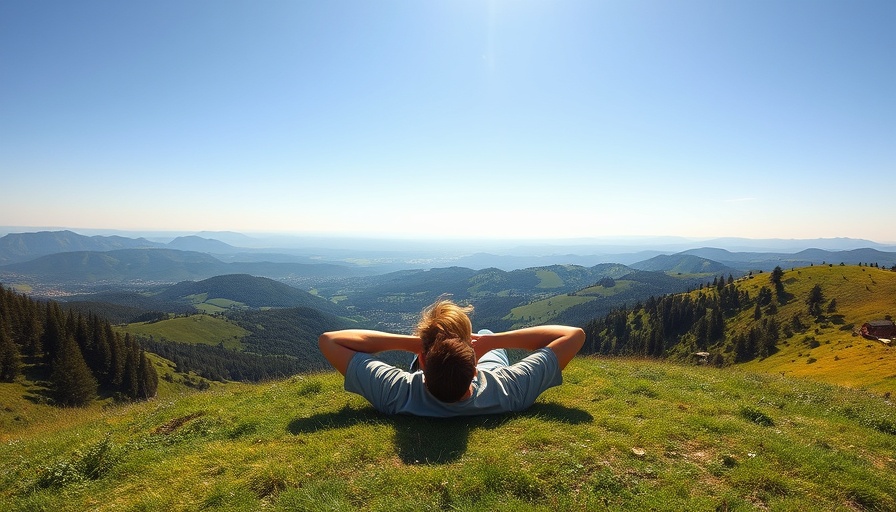 Person practicing mindfulness on a sunny hillside