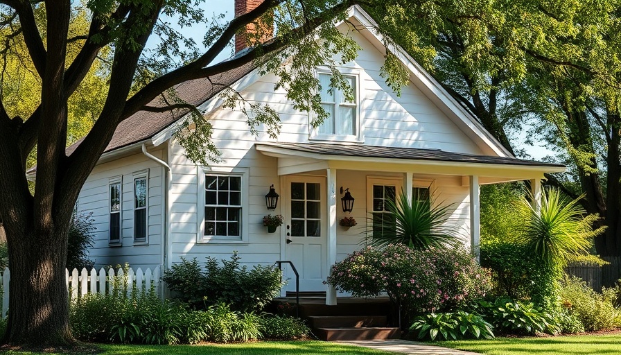 White wooden house with lush greenery, depicting home improvement.