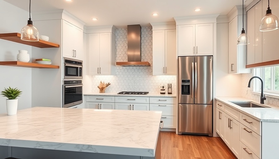 Modern kitchen remodeling with quartz countertops and stylish backsplash.
