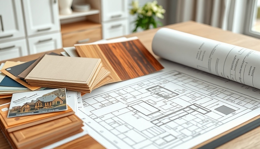 Choosing Cabinets for Home Remodeling: Samples and plans on desk.