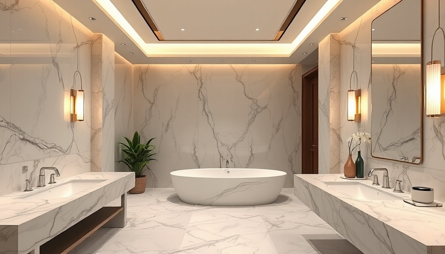 Quiet luxury bathroom design with modern marble elements.