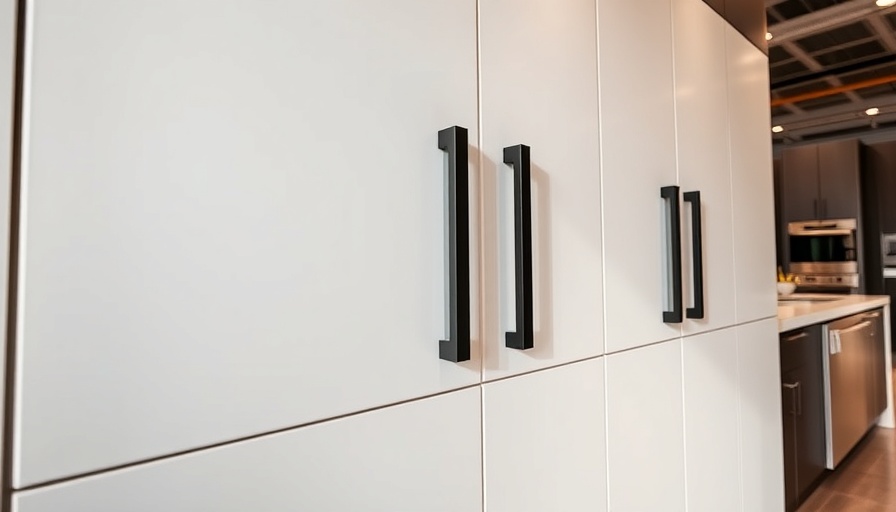 Modern kitchen showroom cabinets with black handles, kitchen remodeling near me.