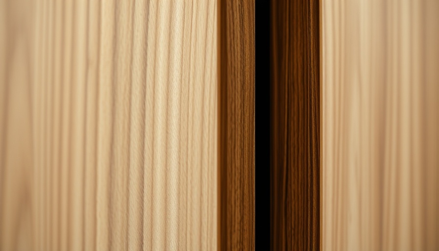 Close-up of sleek cabinet door profile in warm lighting.