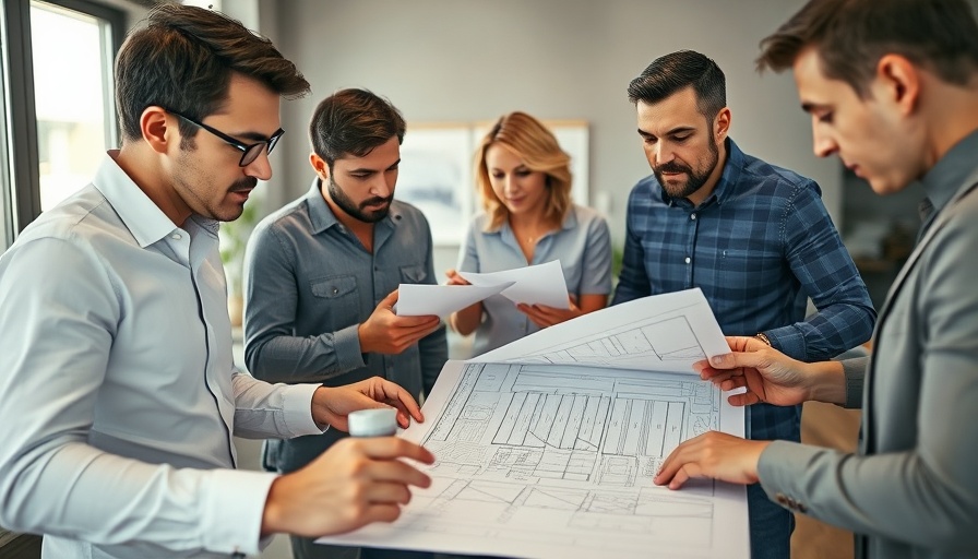 Group discussing kitchen renovation tips with floor plans.