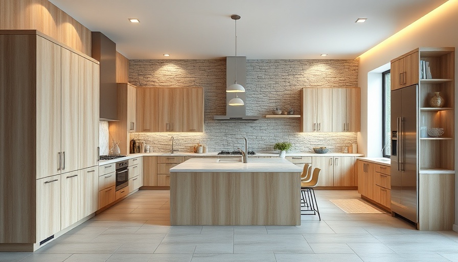 Modern kitchen interior for kitchen remodeling near me with warm lighting.