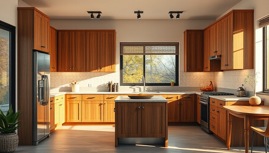 Modern kitchen showcasing cabinet refacing vs. replacement in warm, natural light.