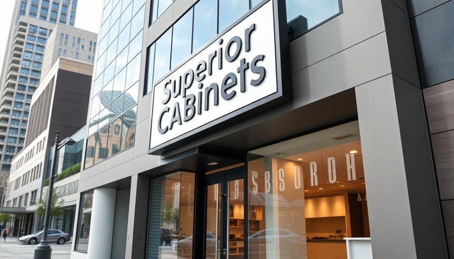 Superior Cabinets Calgary modern showroom exterior with sign.