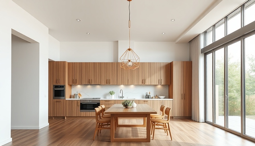 Modern kitchen with wooden cabinets and creative pendant lighting ideas.