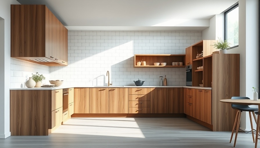 Innovative modern kitchen design with wooden cabinets.