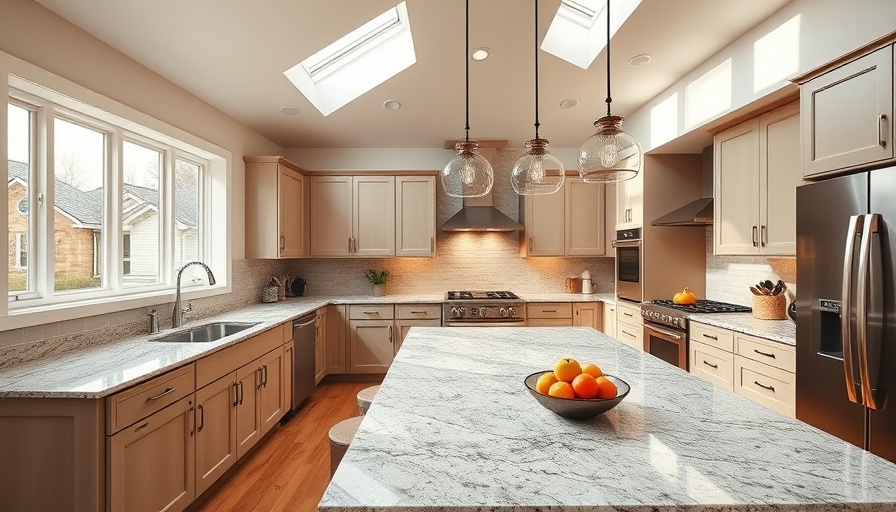 Modern kitchen interior design with skylights, ideal for kitchen remodeling.