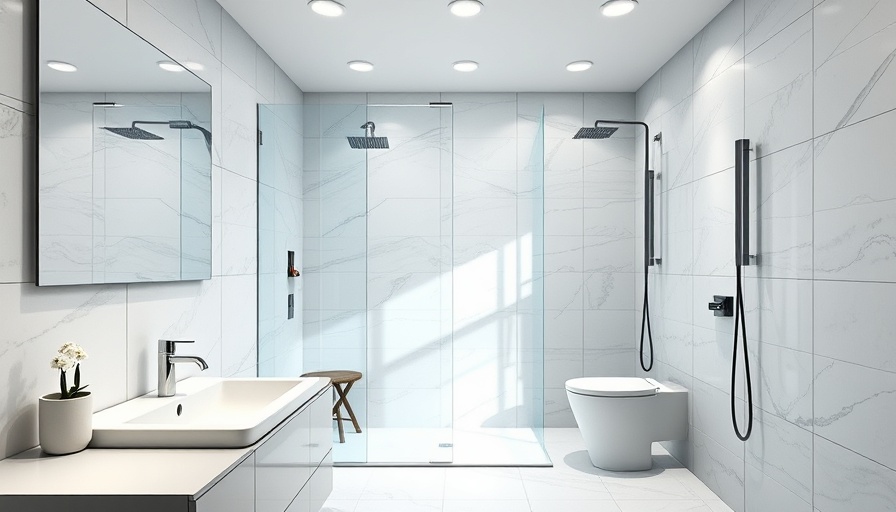 Modern basement bathroom renovation with glass shower and sleek fixtures.