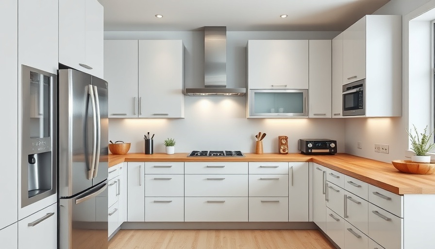 Modern kitchen with refaced cabinets and stainless steel appliances.