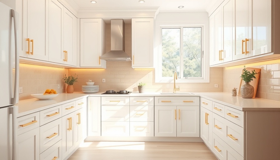 Modern kitchen with refaced laminate cabinets and natural lighting.