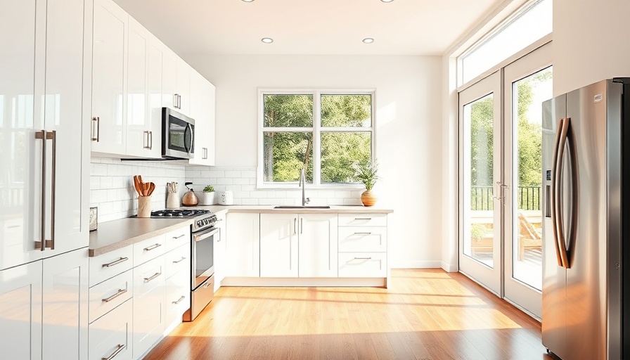 Modern small kitchen with refaced cabinets and stainless steel appliances.