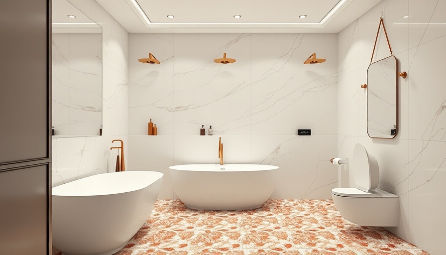 Modern bathroom with stylish decor and terrazzo flooring.
