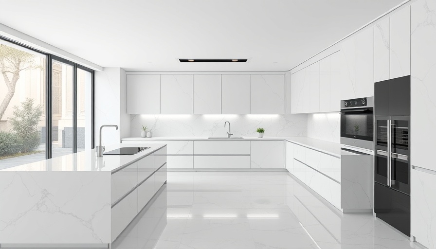 Modern kitchen featuring elegant white marble design showcasing 2024 trends.