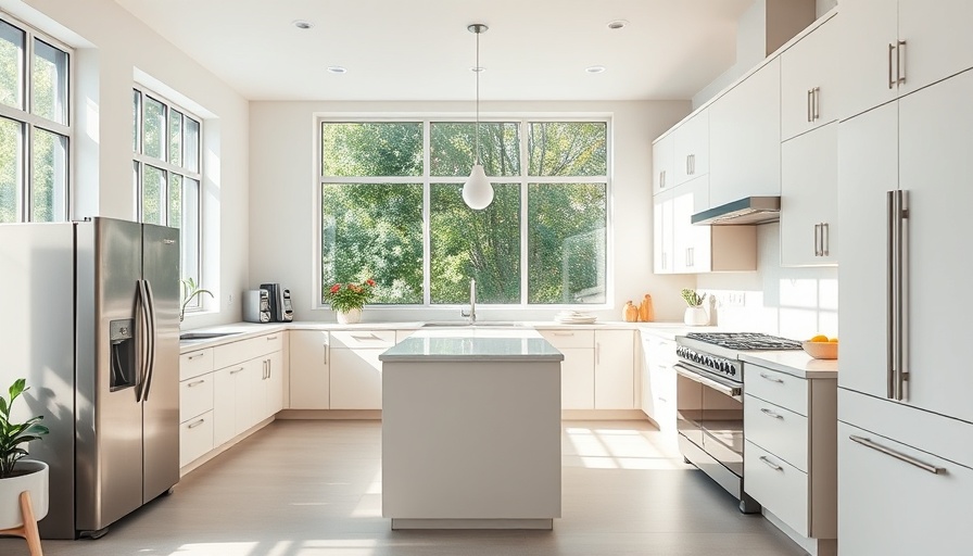 Bright kitchen with pastel cabinets and light flowing in.