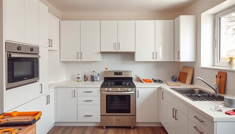 Modern kitchen under renovation showcasing kitchen remodeling features 2025, white cabinets, and sleek appliances.