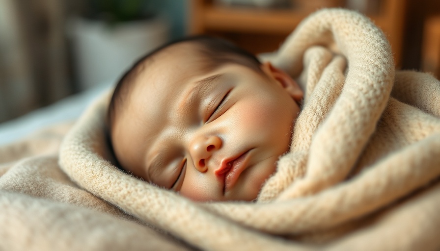 Sleeping baby wrapped in a soft blanket, peaceful setting.