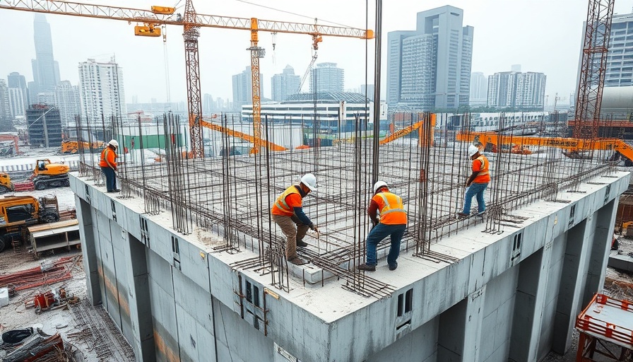 Multiphysics simulation in construction at large site with workers.