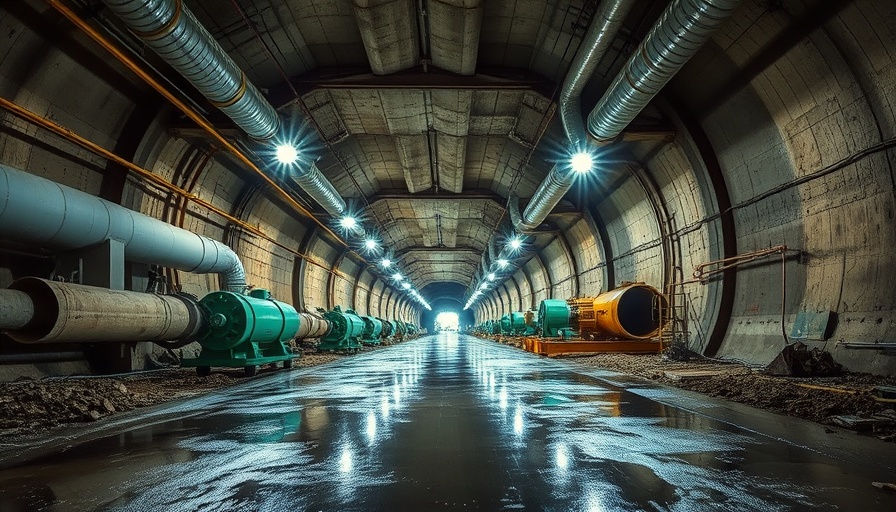 Underground tunnel construction by Balfour Beatty, machinery visible.