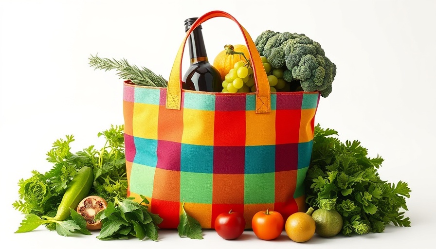 Puebco’s market totes filled with groceries and vegetables.