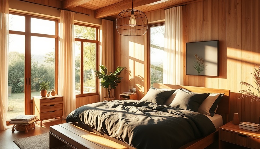 Cozy modern bedroom with natural lighting and garden view.