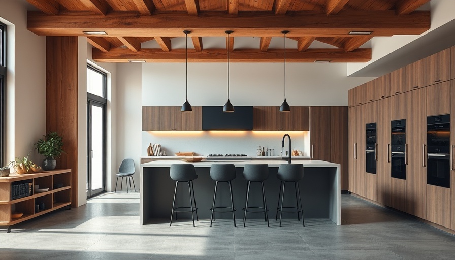 Modern kitchen renovation with sleek island and bar stools.