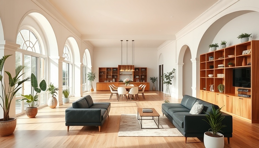 Modern living room with archways, exploring interior painting costs in 2025.