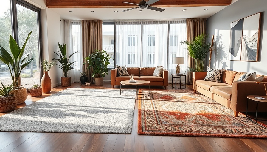 Home design choices in living room rug styles.