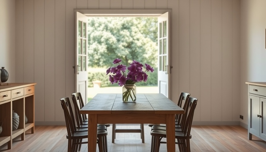 Serene farmhouse dining area with natural garden view
